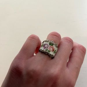 Vintage Sterling Enameled Band Ring Size 5